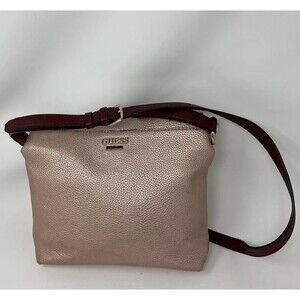 Vintage Guess Pink Pebbled Faux Leather Purse Crossbody Shoulder Bag Y2K